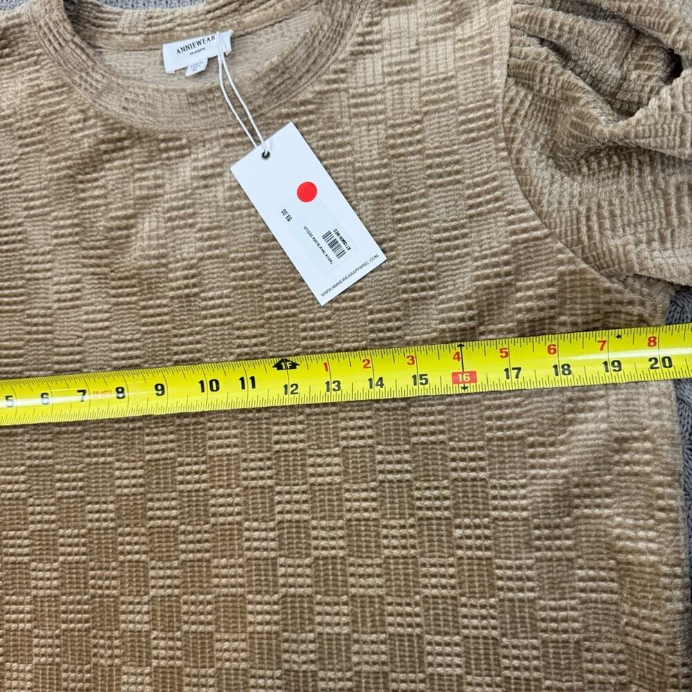 Annie wear Textured Tan Knit Puffed Sleeved Top ~ M - Picture 11 of 13